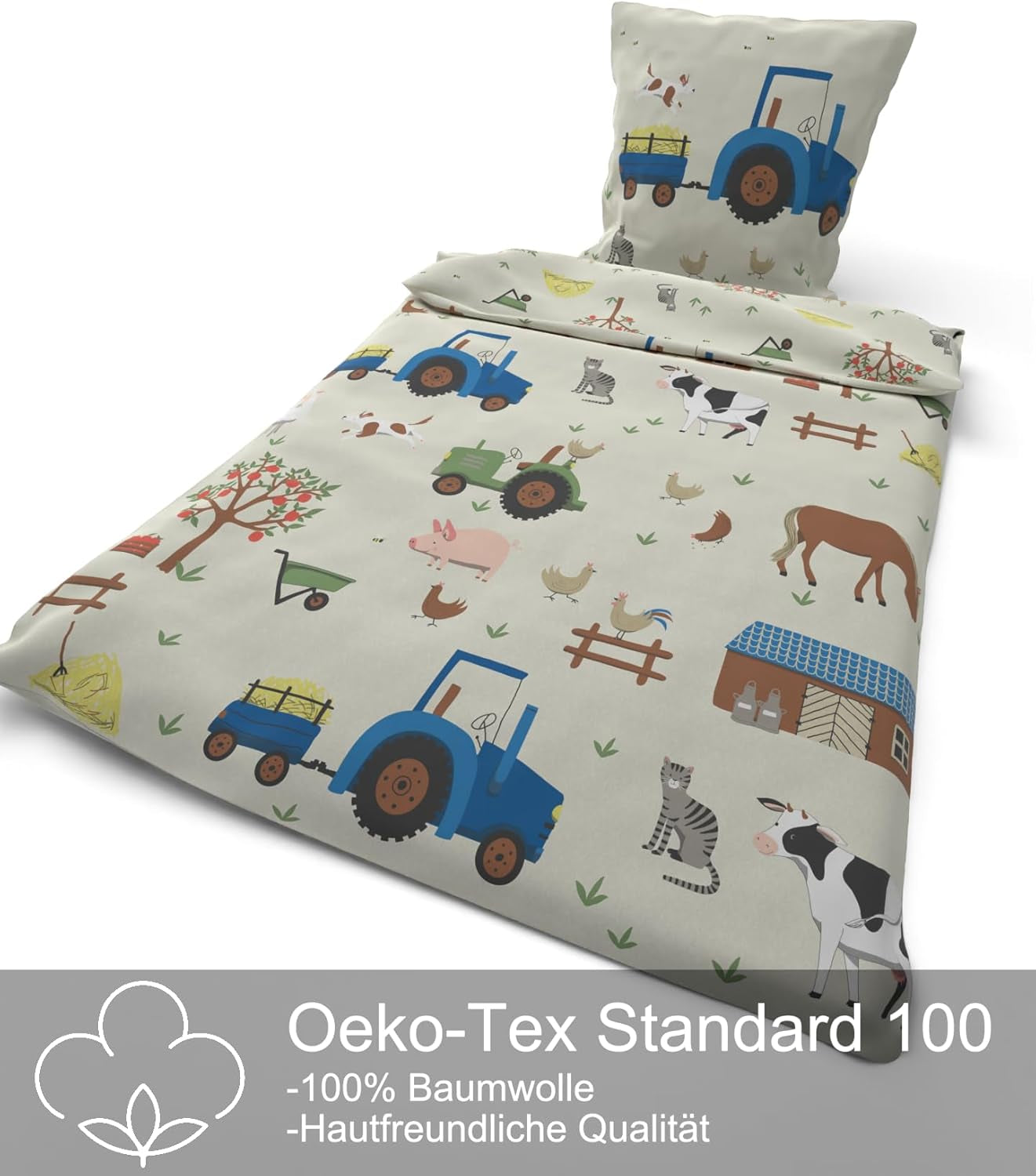 Skybrands Kinder Bettwäsche Tiere 135X200 Bauernhof Kinderbettwäsche Bagger Traktor Baumwolle Kinderbettwäsche 2Tgl. Negozio per bambini e bambine