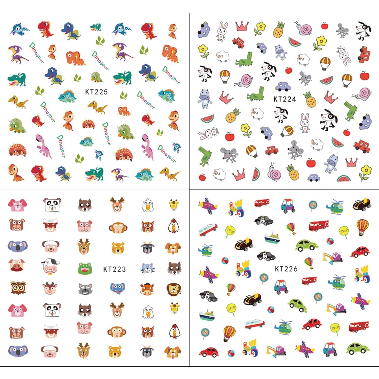 Autocolante de unghii pentru copii și fete, peste 600 de modele, animale, fructe, dinozauri, mașini, flori, autoadezive 3D, autocolante pentru unghii pentru copii, petrecere de ziua de naștere, cadou de salon de unghii cu ceai și spa