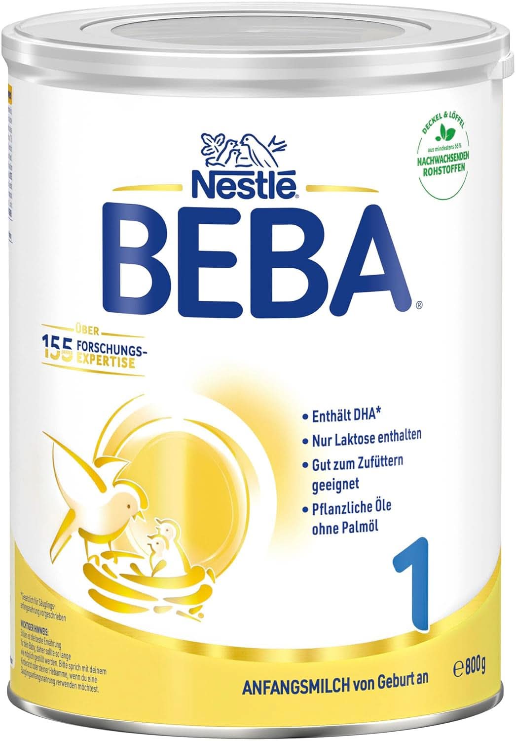 BABY 1 latte iniziale dalla nascita, solo lattosio, senza olio di palma, confezione 3 (3 x 800 g) Mamma e Bambino Naty Shop