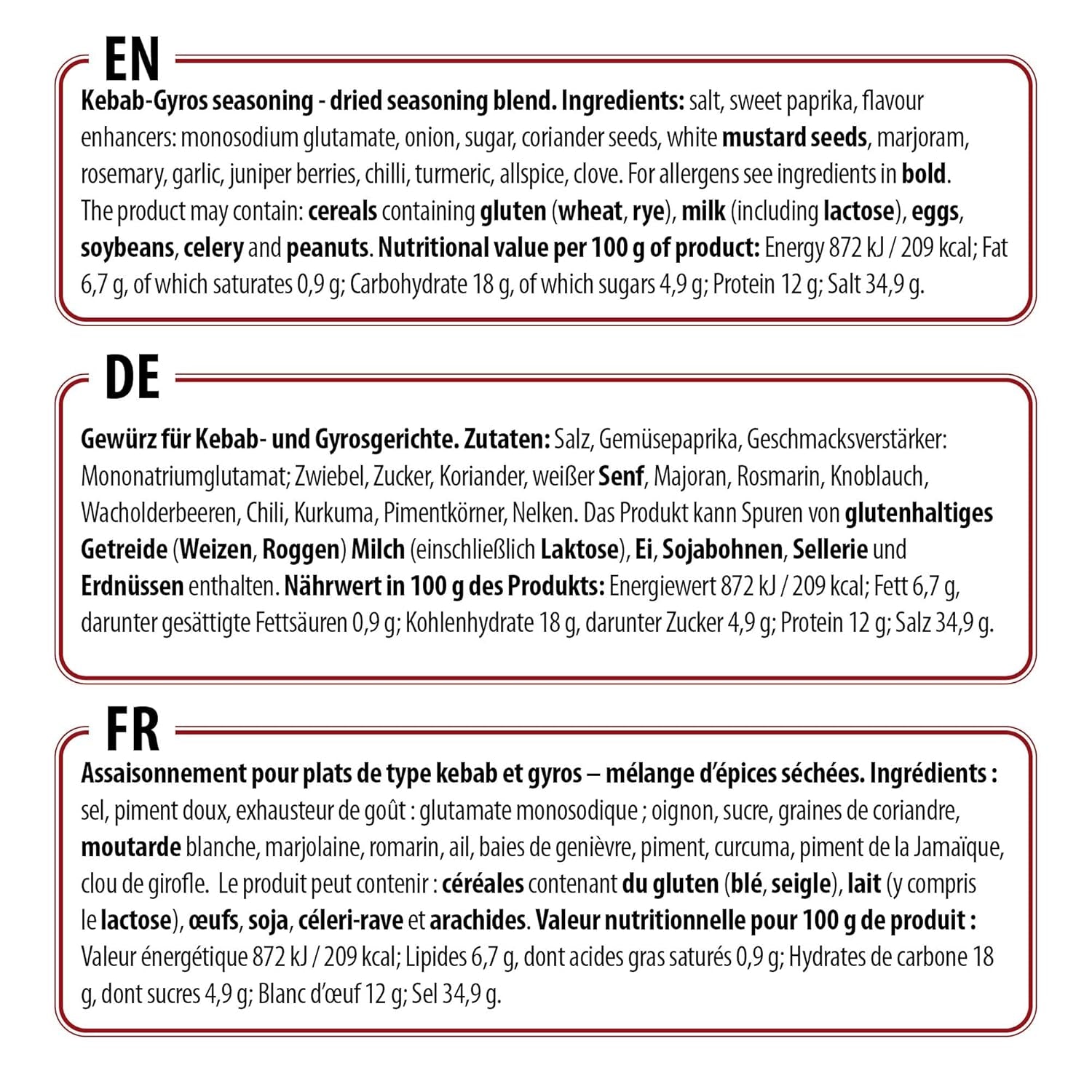 Prymat Gyros Gewürzmischung 900g – miscela aromatica e speziata per Döner, Kebab, pollo, agnello e piatti alla griglia – ideale per grigliare, arrostire e condire piatti di carne mediterranei