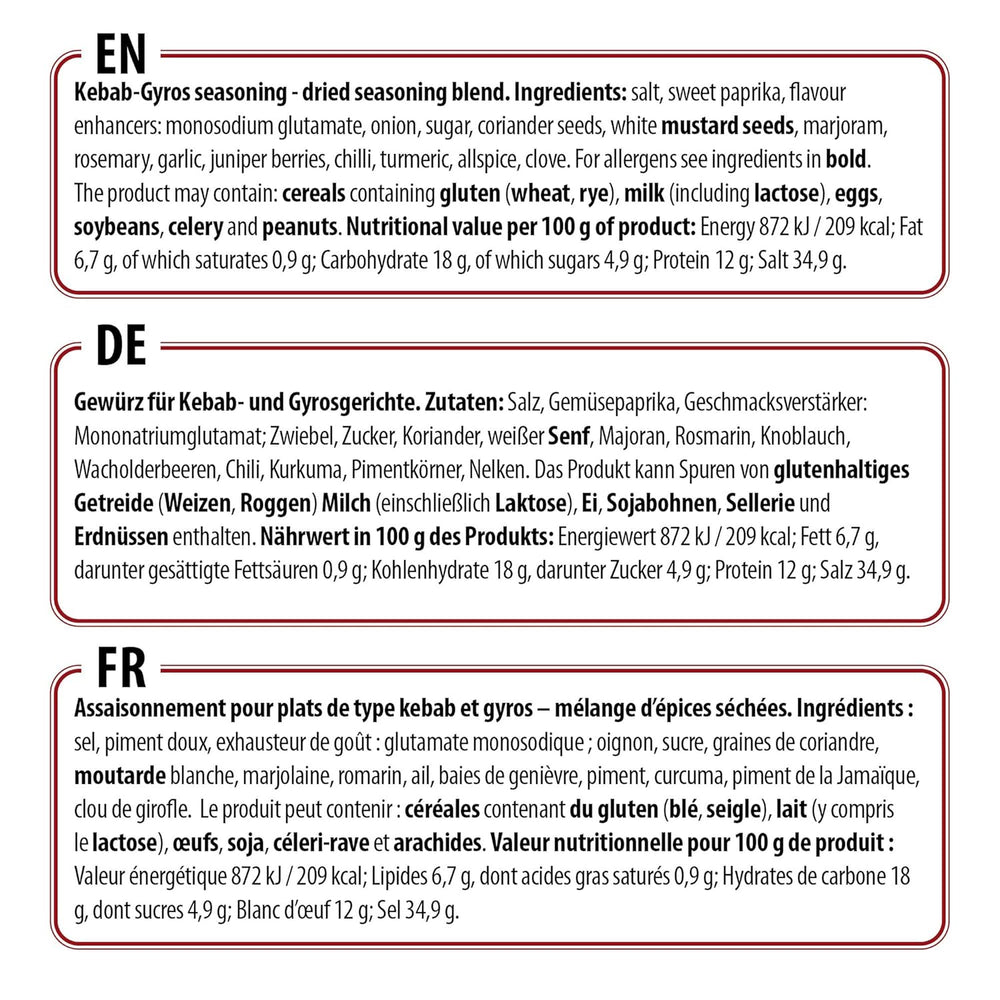 Prymat Gyros Gewürzmischung 900g – miscela aromatica e speziata per Döner, Kebab, pollo, agnello e piatti alla griglia – ideale per grigliare, arrostire e condire piatti di carne mediterranei