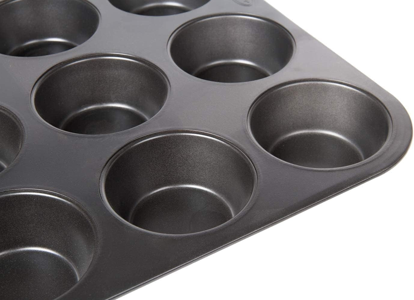 Wenco Muffinform 12Er Antihaft Backblech, Spülmaschinengeeignet, Karbonstahl – Muffinblech Für 12 Muffin – Hitzebeständig Bis 220°C, Schwarz Stampi e teglie Naty Shop