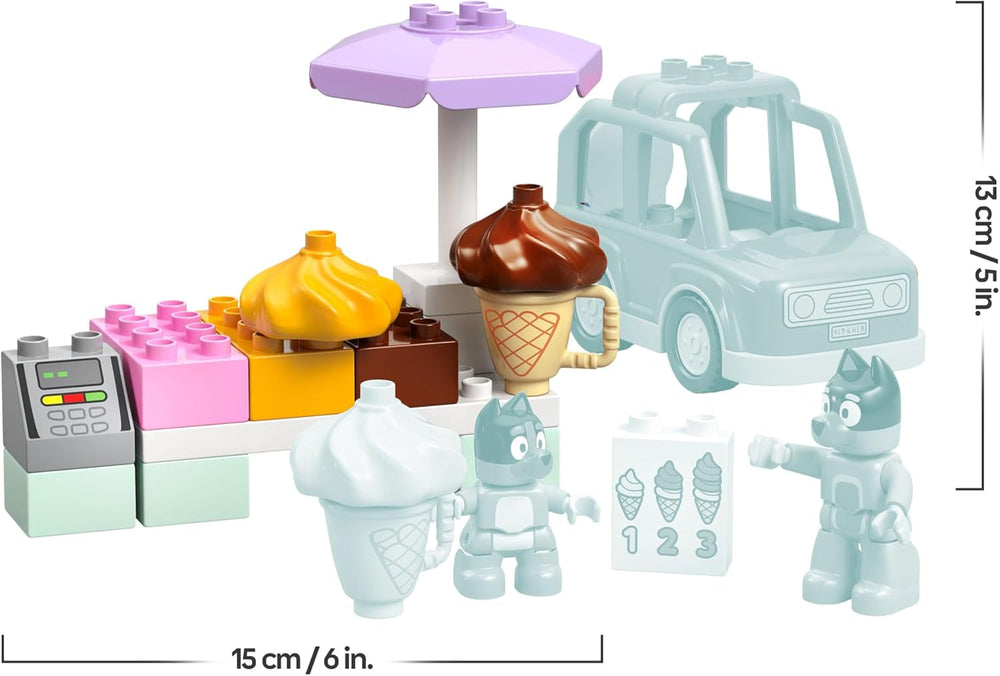 LEGO DUPLO Bluey: Ausflug zur Eisdiele mit Bluey - Lernspielzeug für Kleinkinder - Mit Spielzeug Auto und 2 Minifiguren - Geschenk für Mädchen & Jungen ab 2 Jahren - 10458