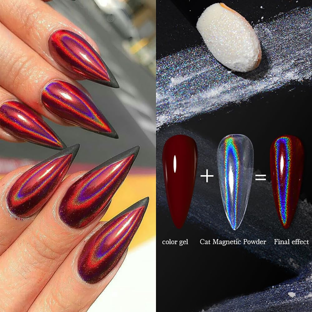 Chrome Nail Powder Aurora Ice Shimmer Chrome Pigment Pulver 4PCS Crome Pulver Nägel Nail Art Nageldesign