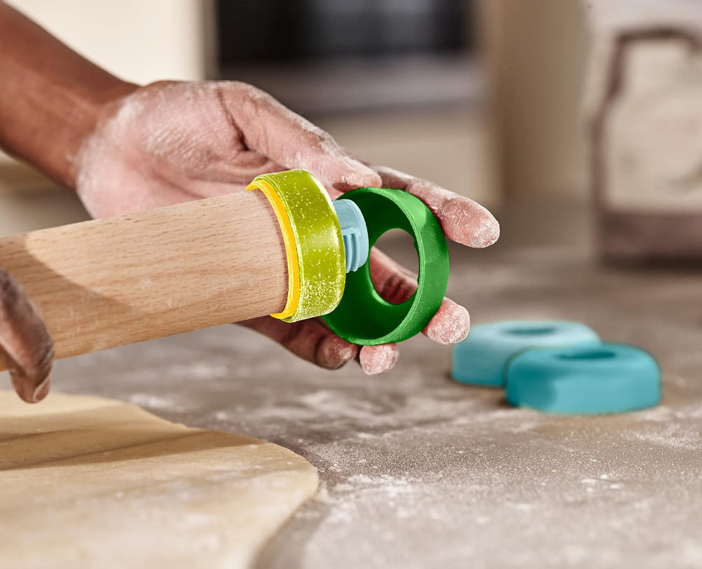 Joseph Joseph Duo Nudelholz mit Einstellbare Teigdicke, Back- und Teigroller, Buchenholz, Mehrfarbig, Opal