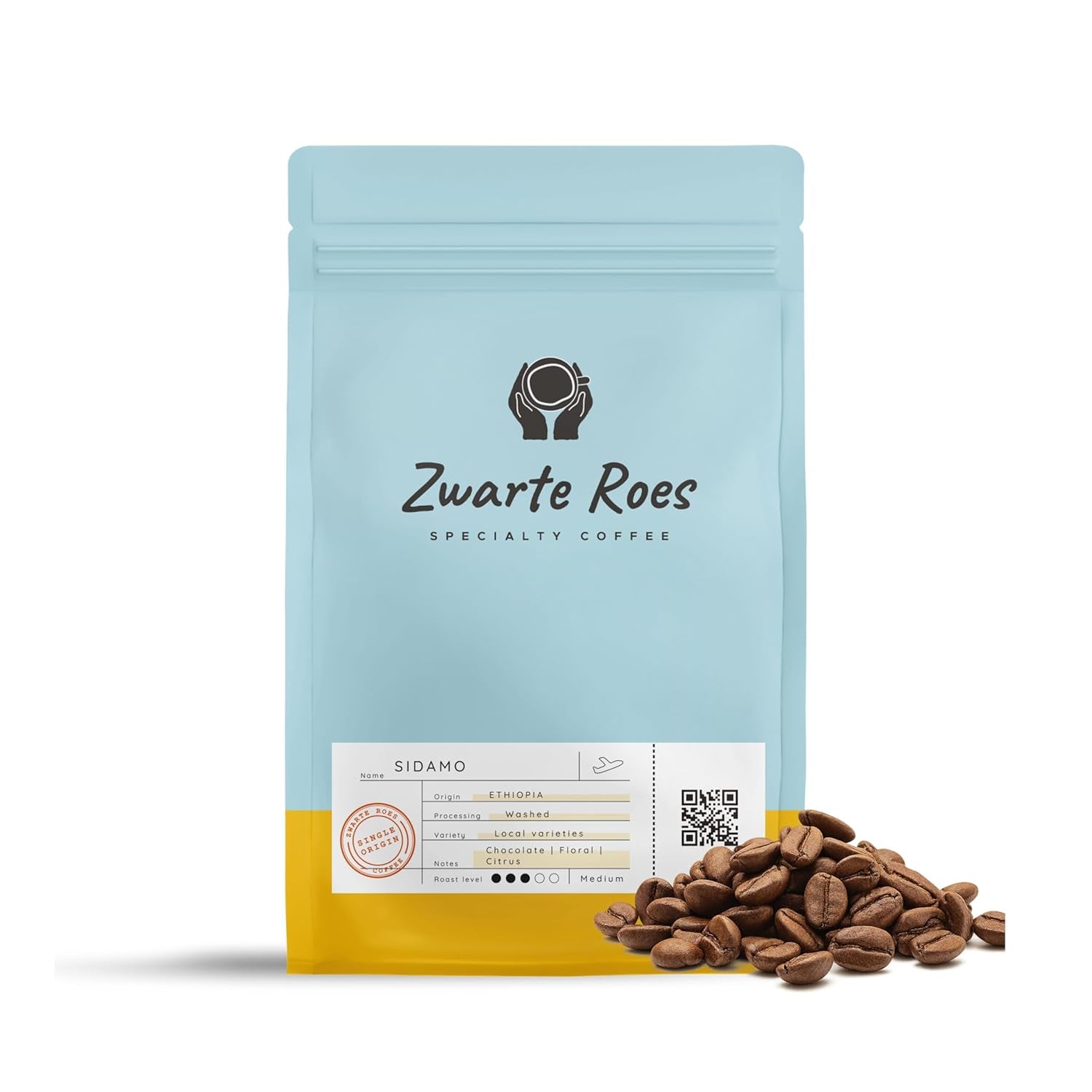Ethiopia Sidamo – Spezialitätenkaffee (ganze Bohnen) 250 g & 1 kg – 100% Arabica, mittlere Röstung – Fruchtig & blumig: Zitrusfrüchte, Bergamotte, Aprikose – Für Espresso & Filterkaffee
