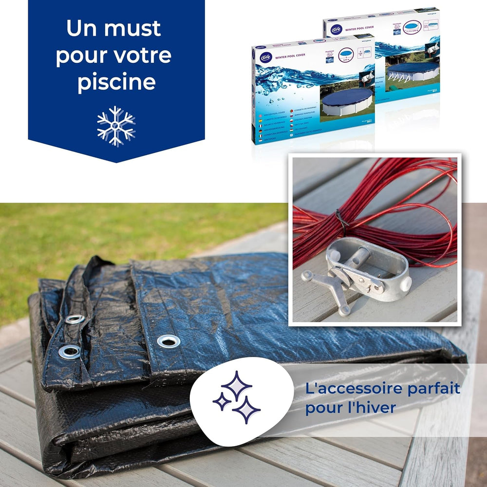 Gre CIPROV501 - Prelată de iarnă pentru piscine ovale cu dimensiunea de 500 x 300 cm, culoare neagră