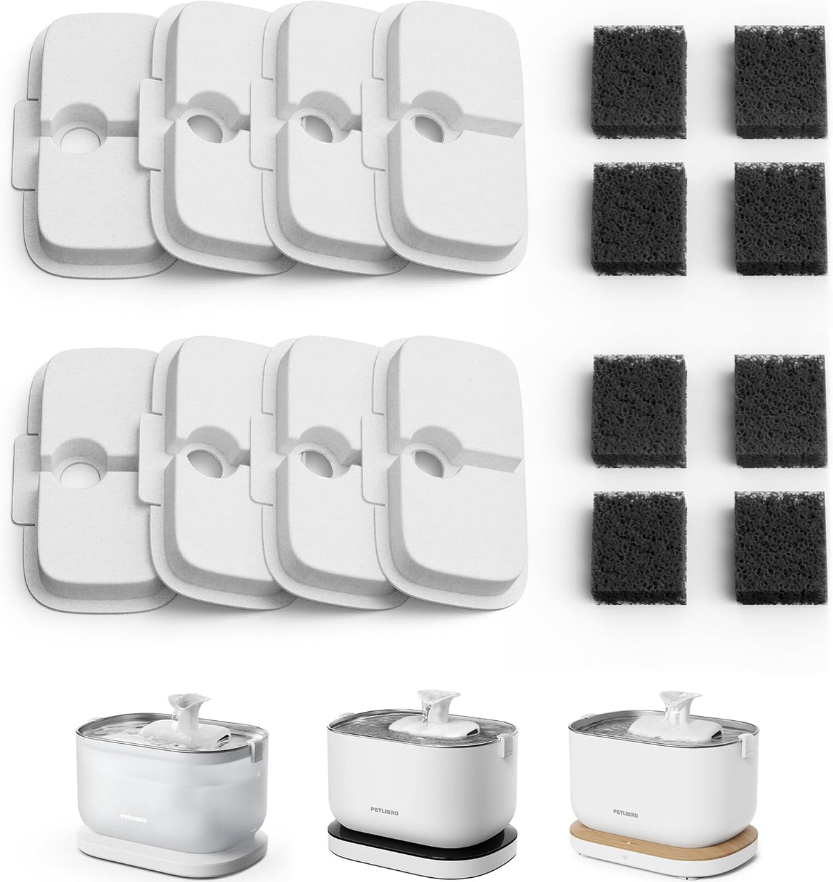 PETLIBRO Filtro Katzenbrunnen 8er Pack per Dockstream Trinkbrunnen per Katze PLWF005, PLWF115, PLWF105, PLWF305, 4-Monats-Set PETLIBRO Trinkbrunnen Filtro Ersatzfilter per Katzentrinkbrunnen