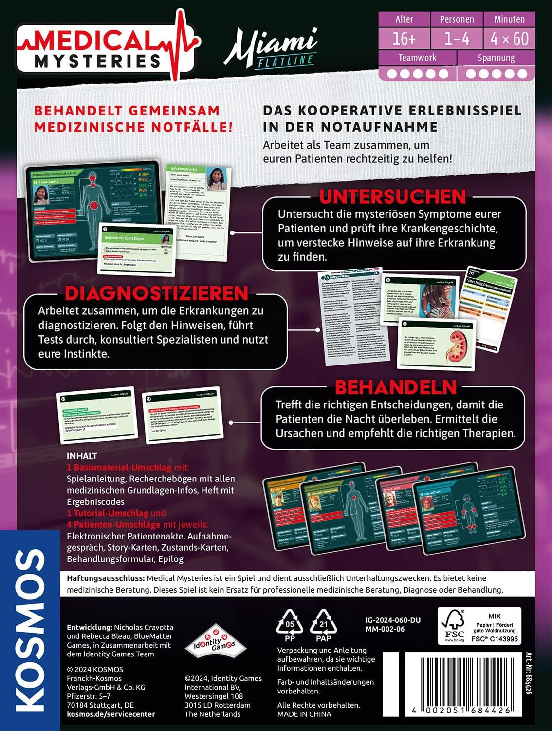 KOSMOS 684426 Medical Mysteries - Gioco da tavolo cooperativo medico di Miami Medical Crime Files per bambini dai 16 anni in su