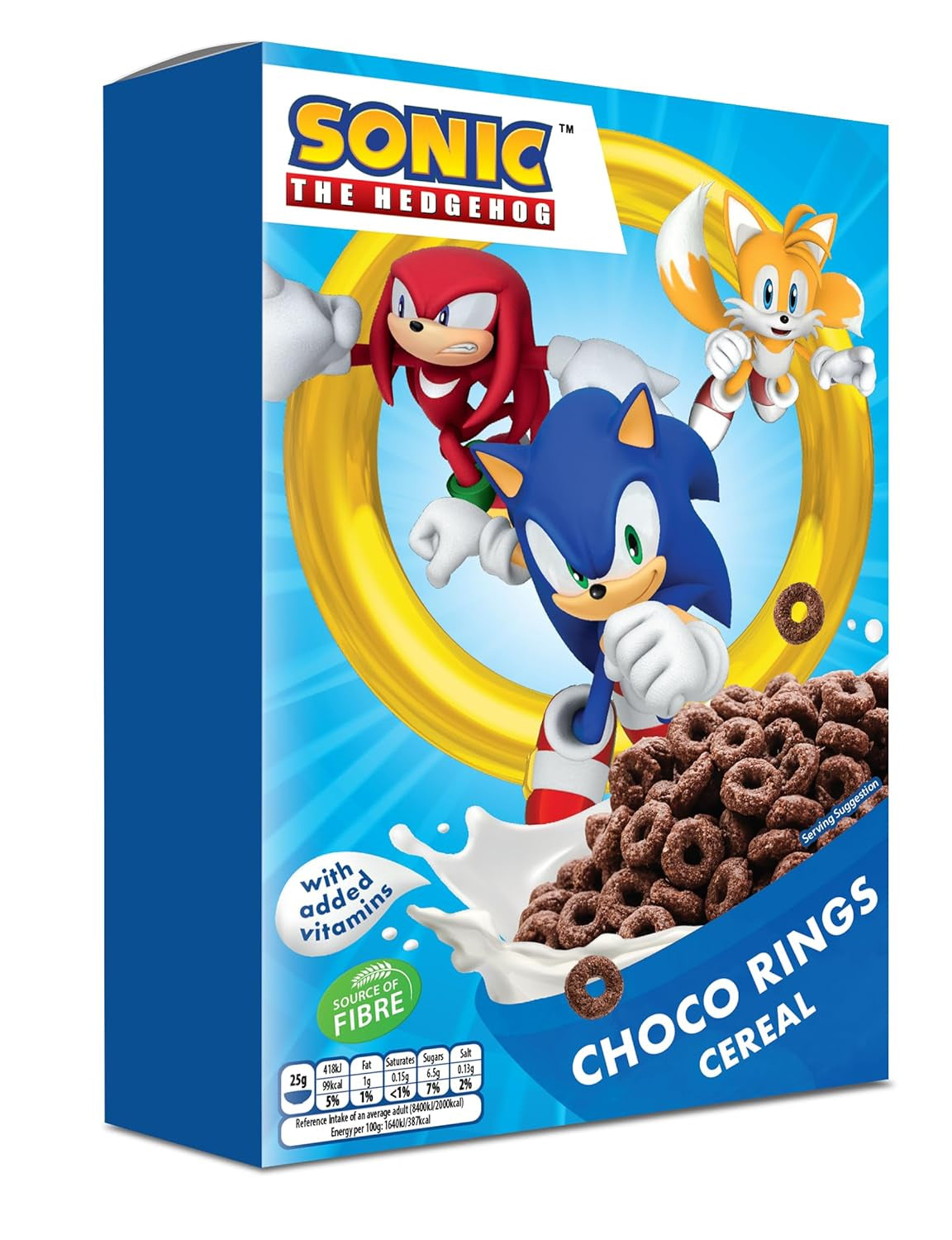 Sonic Choco Rings anelli di cioccolato ai cereali, grano, avena e mais per una colazione perfetta, con aggiunta di vitamine, 1 confezione (1 x 350g)