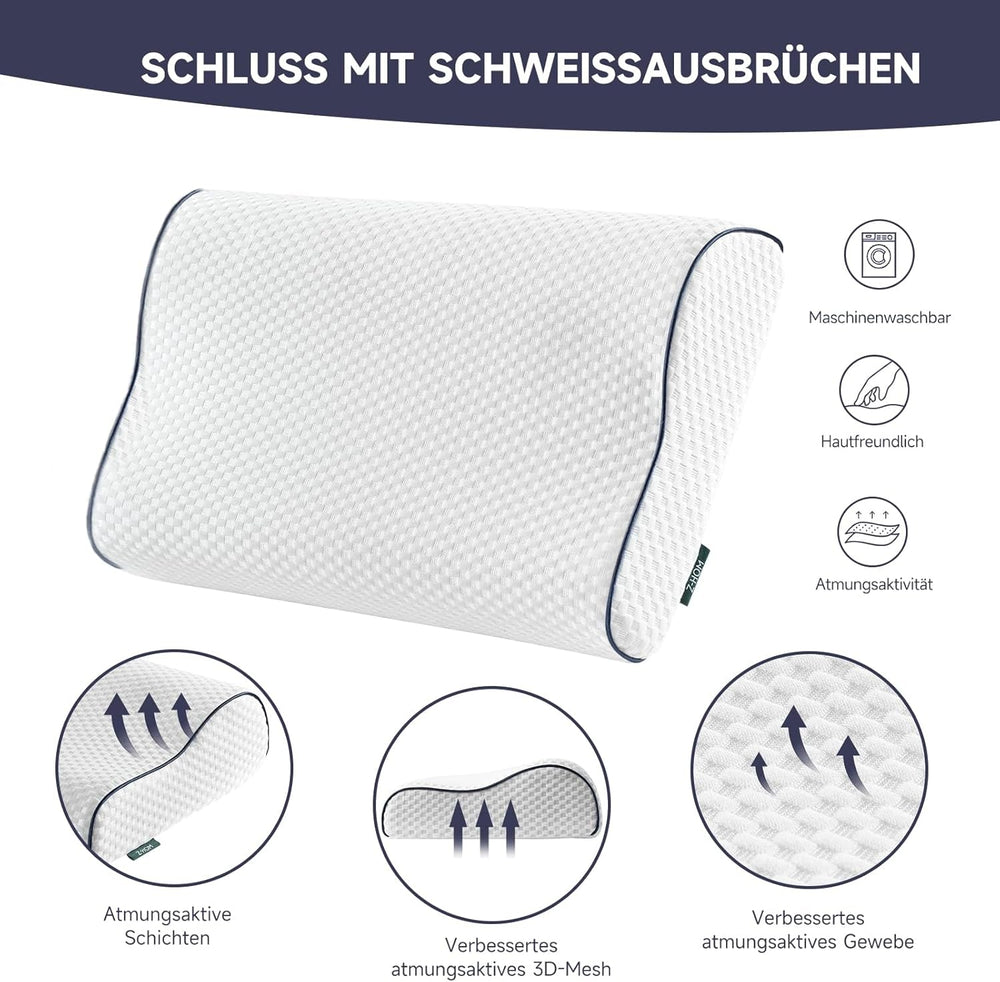 Z-Hom pernă de susținere a gâtului, pernă din spumă cu memorie, pernă pentru dormit lateral, pernă ergonomică, pernă anti sforăit, pernă ortopedică de dormit, husă detașabilă (49 X 30 X 7/10 Cm) Perne ortopedice cervicale Naty Shop