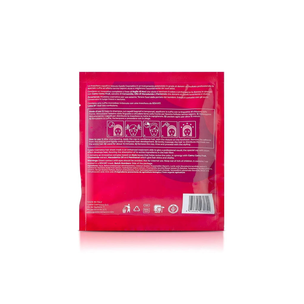 GYADA COSMETICS, mască de păr textilă pentru protecția și împrospătarea culorii, cu efect de strălucire, cu capac termic, pe bază de mușețel, ulei de macadamia și pantenol, 60 ml Masca de par Naty Shop