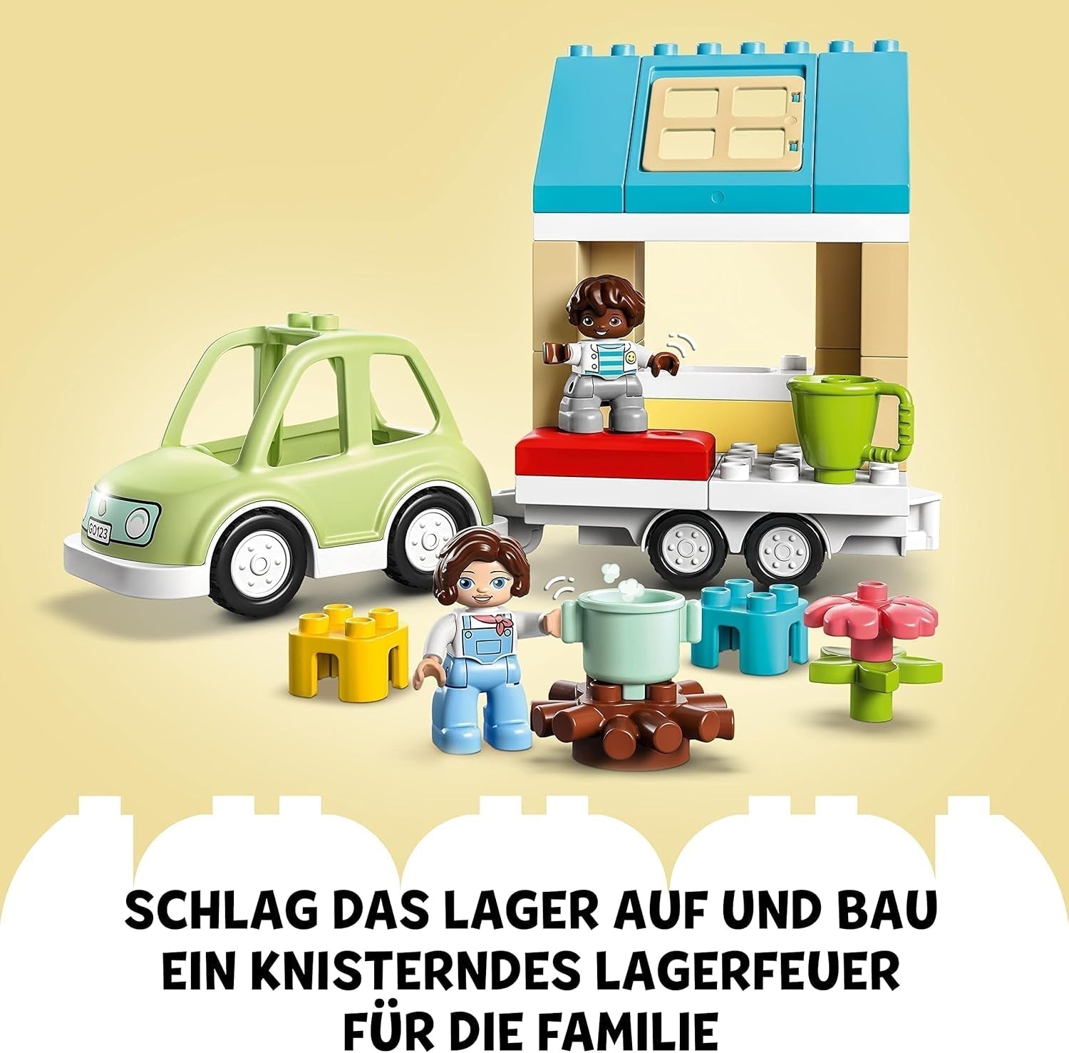LEGO DUPLO A casa sulle ruote 10986, macchinina con grandi mattoncini, personaggi e macchinina per ragazzi e ragazze dai 2 anni, sviluppa capacità motorie complesse Set di costruzione Besuche den LEGO-Store
