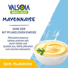 Maionese a base vegetale di soia senza uova, ideale per vegani e vegetariani, versatile in cucina, 4 x 150 ml