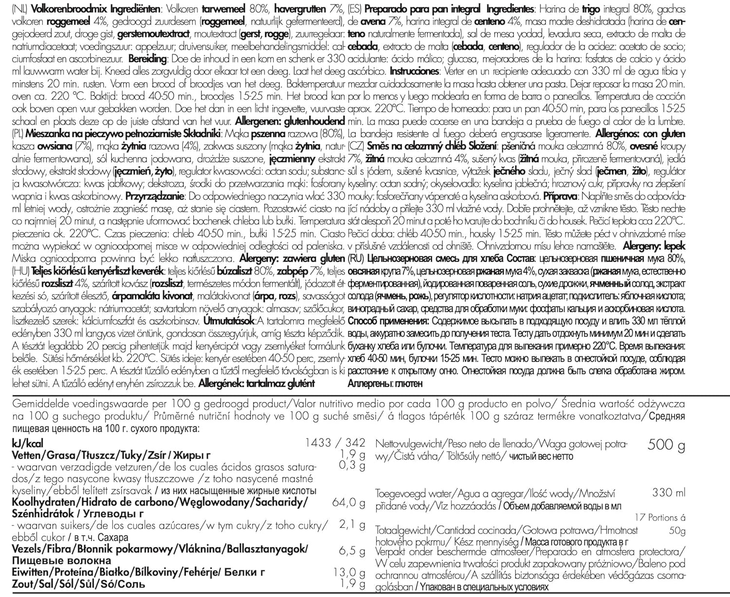 TREK'N EAT Vollkornbrotmischung Miscela per cuocere e cuocere Naty Shop