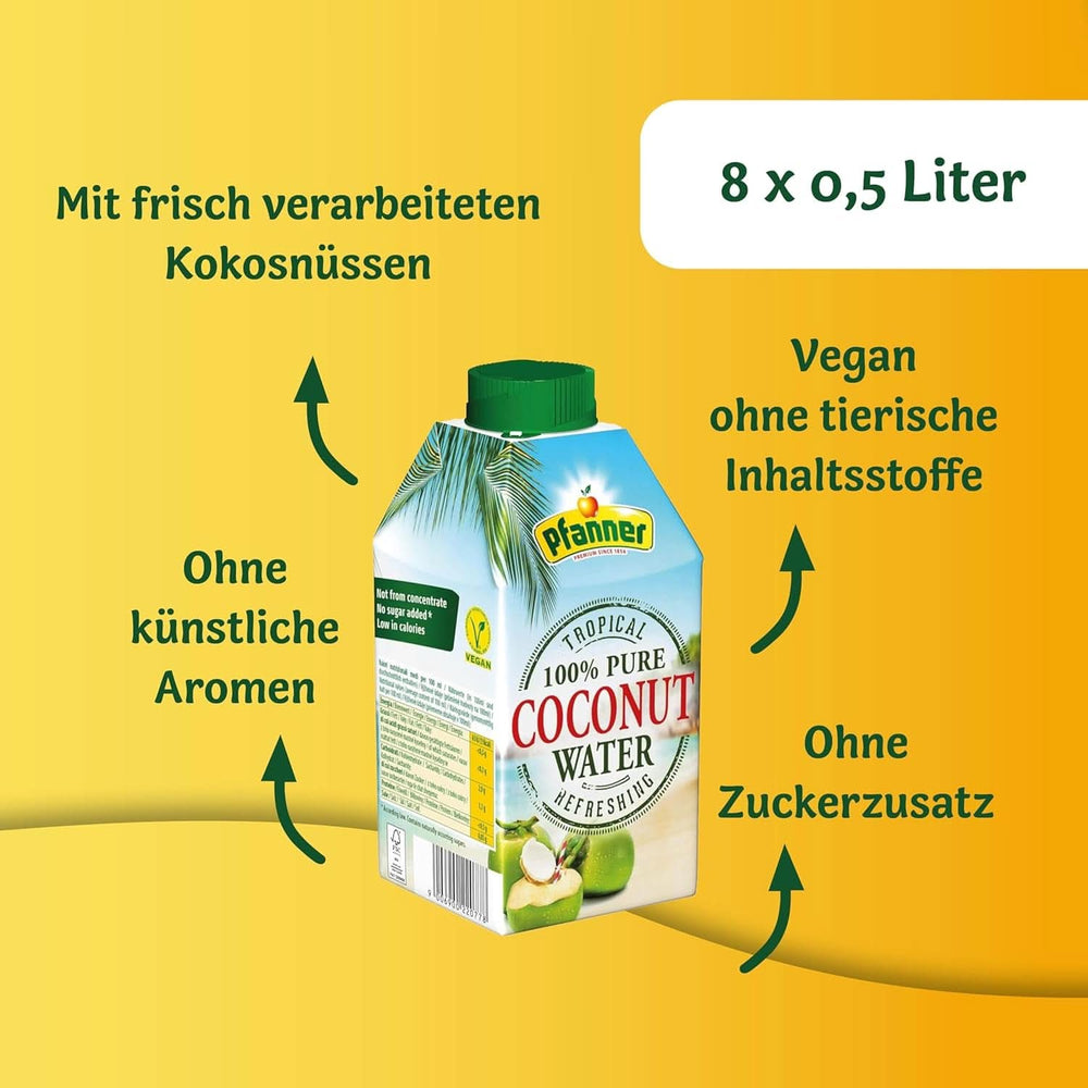 Pfanner Coconut Water Drink (8 X 500 ml) - Acqua di cocco senza zucchero Naty Shop