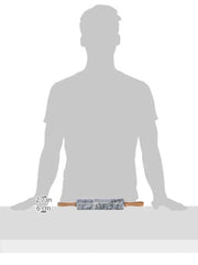 Küchenprofi Teigrolle aus Marmor mit Holzablage in der Farbe Grau-Braun, Maße: 5.9cm x 5.9cm x 47.3cm, 10 0248 10 47