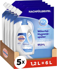 Sagrotan Detersivo per l'igiene del bucato Ricarica Sky Fresh - effetto disinfettante, per un bucato igienicamente pulito e fresco Detersivi per bucato Naty Shop Set 5 x 1,2 litri