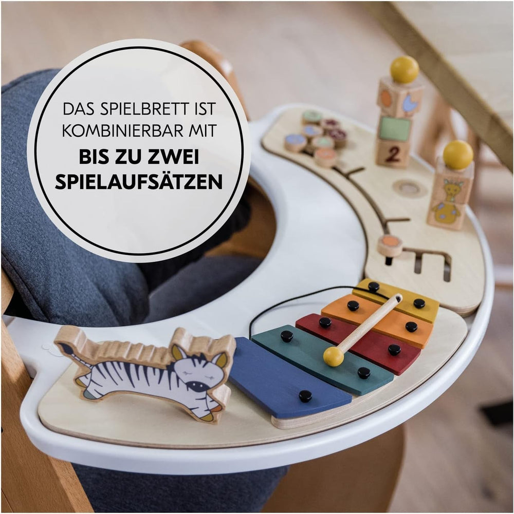 hauck Play Music, Zebra - Xilofon joc muzical de la 12 luni Compatibil cu placa de joc Play Tray pentru Alpha+, Beta+ și Arketa scaun înalt din lemn, jucărie din lemn pentru copii Promovează coordonarea ochi-mână Jucarii Bebe Naty Shop
