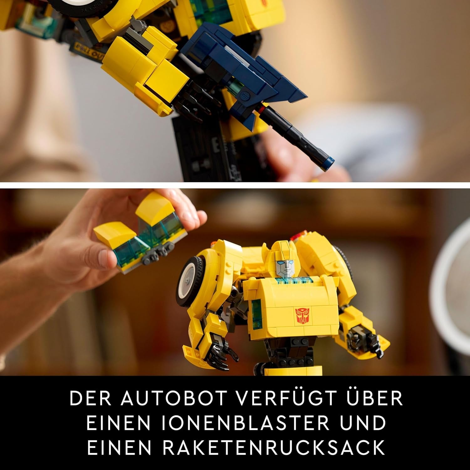LEGO Icons Transformers Bumblebee, action figure robot da collezione per adulti, set da costruzione cinematografico per fan di fantascienza, trasformabile in un'auto, giocattolo avventuroso 10338 Set da costruzione Besuche den LEGO-Store