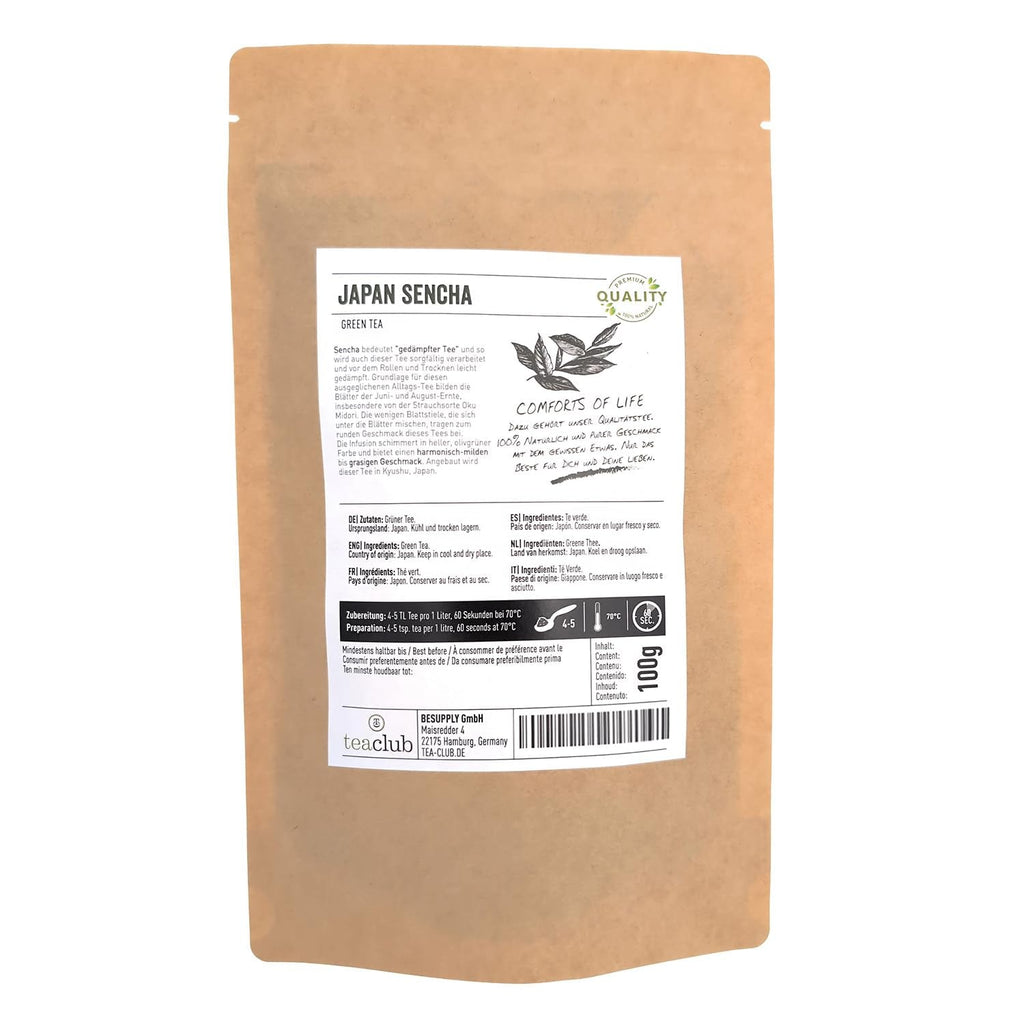 Ceai verde japonez Sencha vrac 100 g, ceai verde japonez din Kyushu, soi de arbust Oku Midori, Teaclub Green Tea