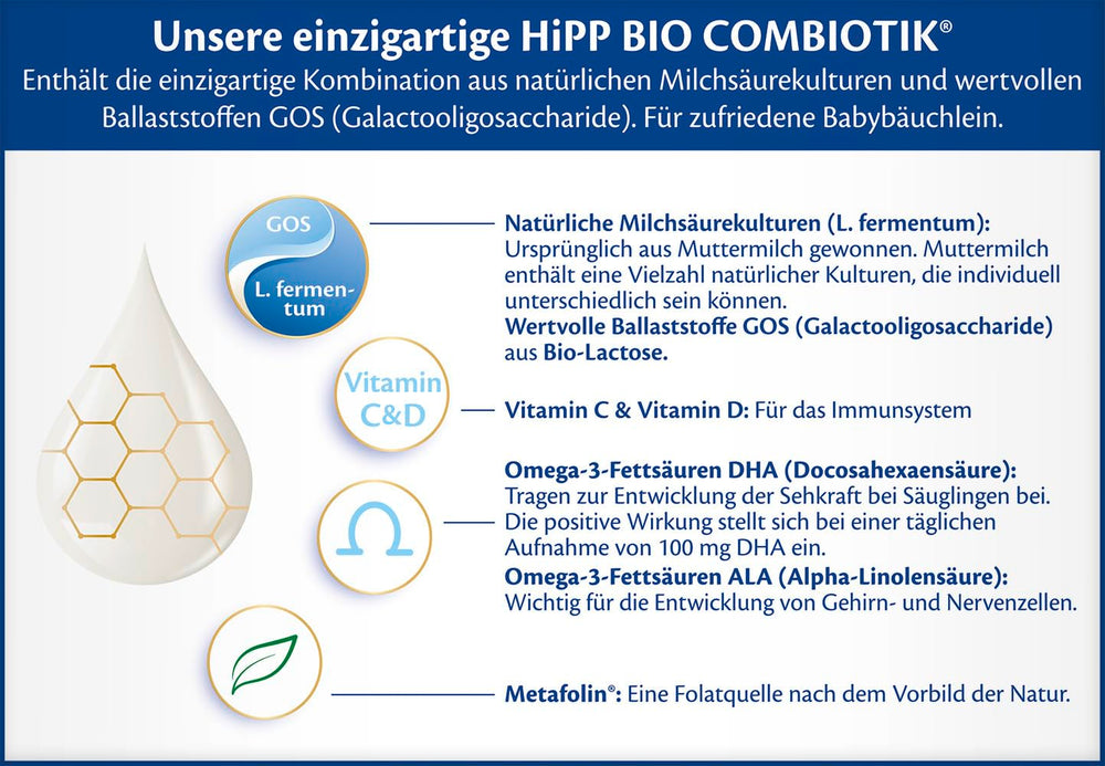 HiPP 2 Organic Combiotik (4 x 600g), latte di proseguimento dopo 6 mesi, con amido, fermenti lattici naturali, GOS, Omega-3 (DHA, ALA), della migliore qualità biologica