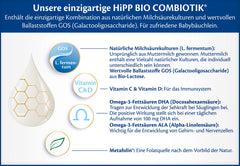 HiPP 2 Organic Combiotik (4 x 600g), latte di proseguimento dopo 6 mesi, con amido, fermenti lattici naturali, GOS, Omega-3 (DHA, ALA), della migliore qualità biologica