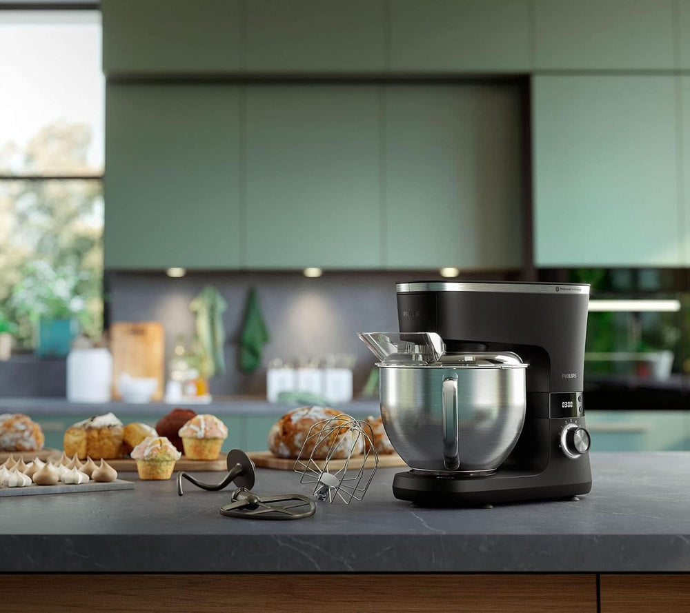 Macchina da cucina Philips Serie 7000 - 5,5 litri, 1000 Watt, 8 velocità, tecnologia Proknead, Rezepte, timer intelligente LED, Knethaken, Schneebesen und Rührbesen (HR7962/01) Mamma e bambino Naty Shop