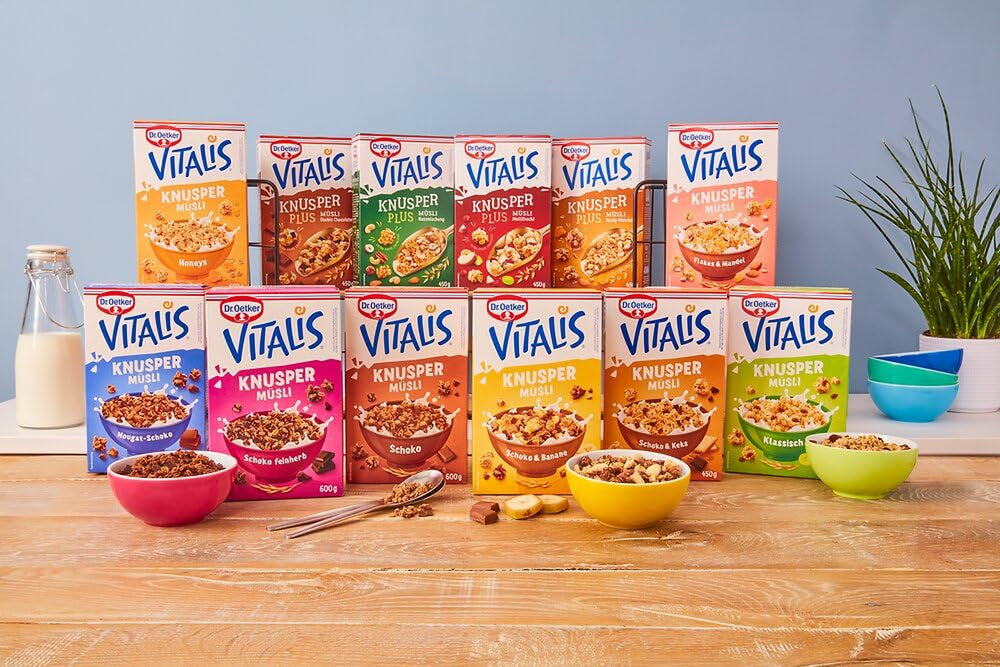 Dr. Oetker Vitalis Crunchy Flakes: muesli croccante con corn flakes e pezzetti di mandorle, confezione da 5 (5 x 600 g)