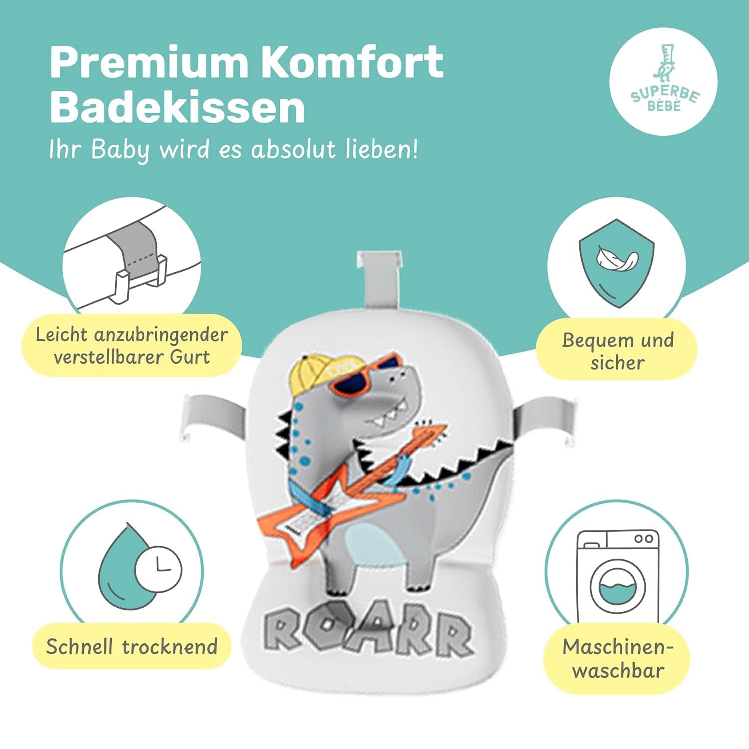 Vaschetta da bagno pieghevole per neonati con cuscino da bagno e termometro integrato Mamma e Bambino Naty Shop