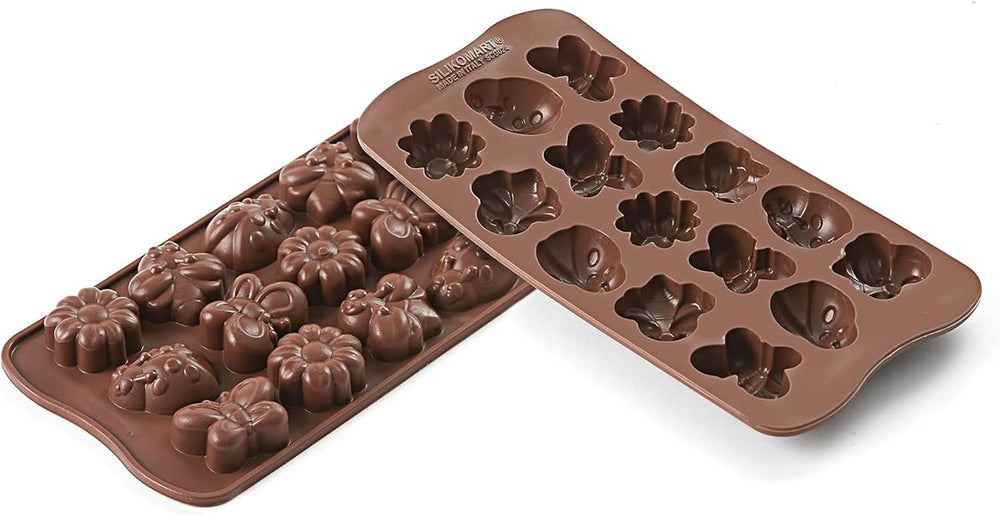 Silikomart 199199, matrita pentru ciocolata, model de Primavara, 15 praline, Maro Bucatarie Naty Shop