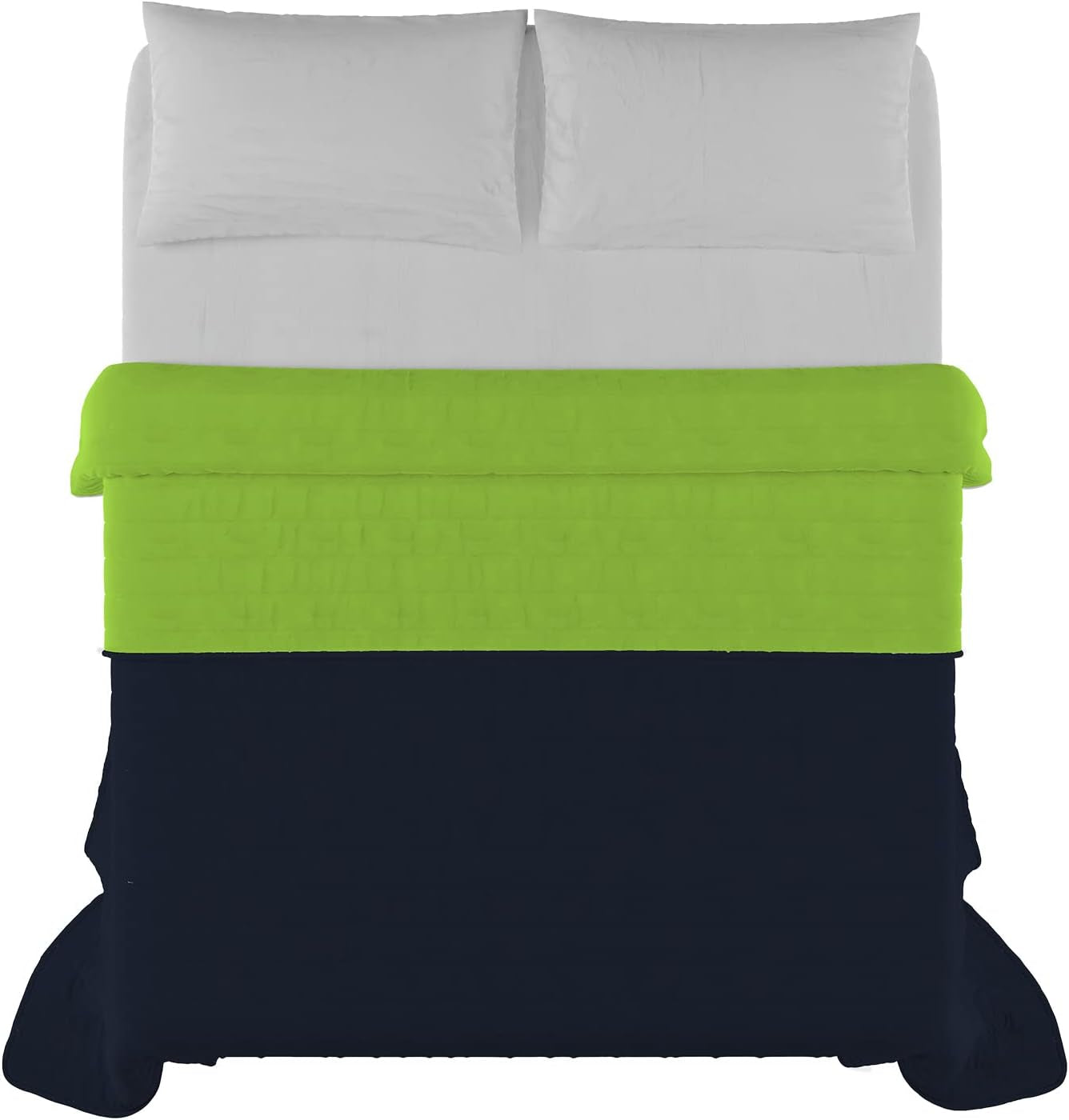 Elegante trapunta matrimoniale 260 X 270 Cm Blu Scuro/Verde Mela Letti e Trapunte Besuche den Italian Bed Linen-Store