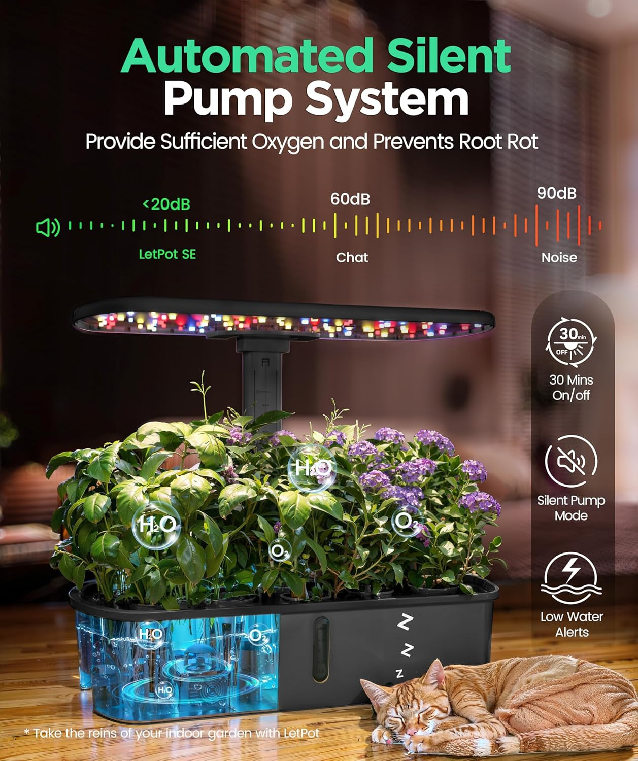 LPH-Air Kit di sistemi di coltivazione idroponica WiFi controllato da app 24W Smart Indoor Garden Grow Light Spettro completo 10 Capsule Planter Kit regalo per giardinaggio indoor