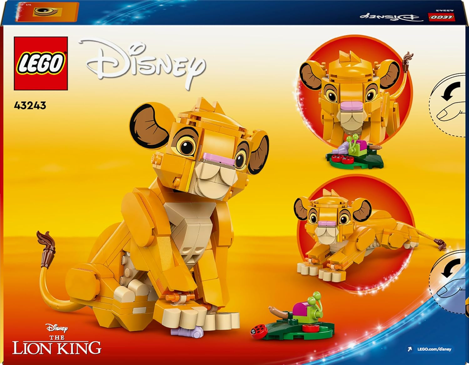 LEGO ǀ Disney Simba, das Löwenjunge des Königs, Bauspielzeug für Kinder, Fantasy-Spielset mit Löwenfigur, Coole Geschenkidee für Mädchen und Jungen ab 6 Jahren, Kinderspielzeug 43243