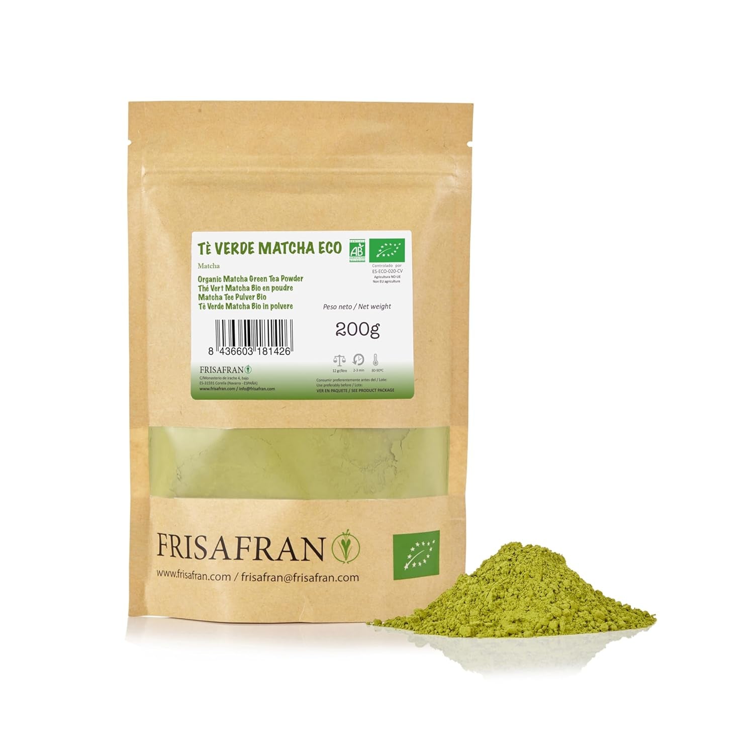 FRISAFRAN | Ceai Matcha organic 50G | Ceai organic pudră | 100% natural | Ceai verde Matcha organic pudră | Calitate ceremonială | Cultivat în Japonia | Detox vegan | Băuturi smoothie | Multivitamine | Detoxifiere