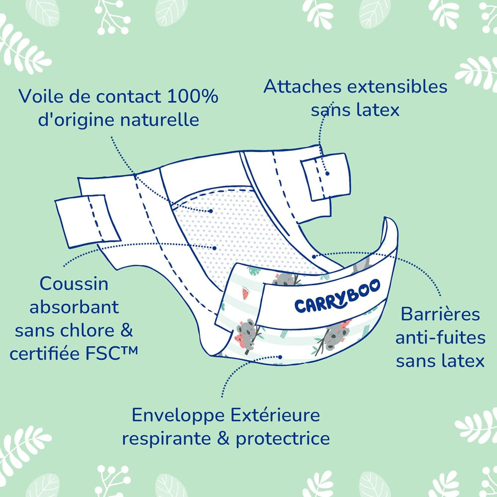 - Pannolino taglia 4 (7 – 18 kg) – per pelli sensibili – naturale e molto assorbente – a tenuta stagna per 12 ore – ohne unerwünschte Inhaltsstoffe – prodotto in Francia – 132 pannolini