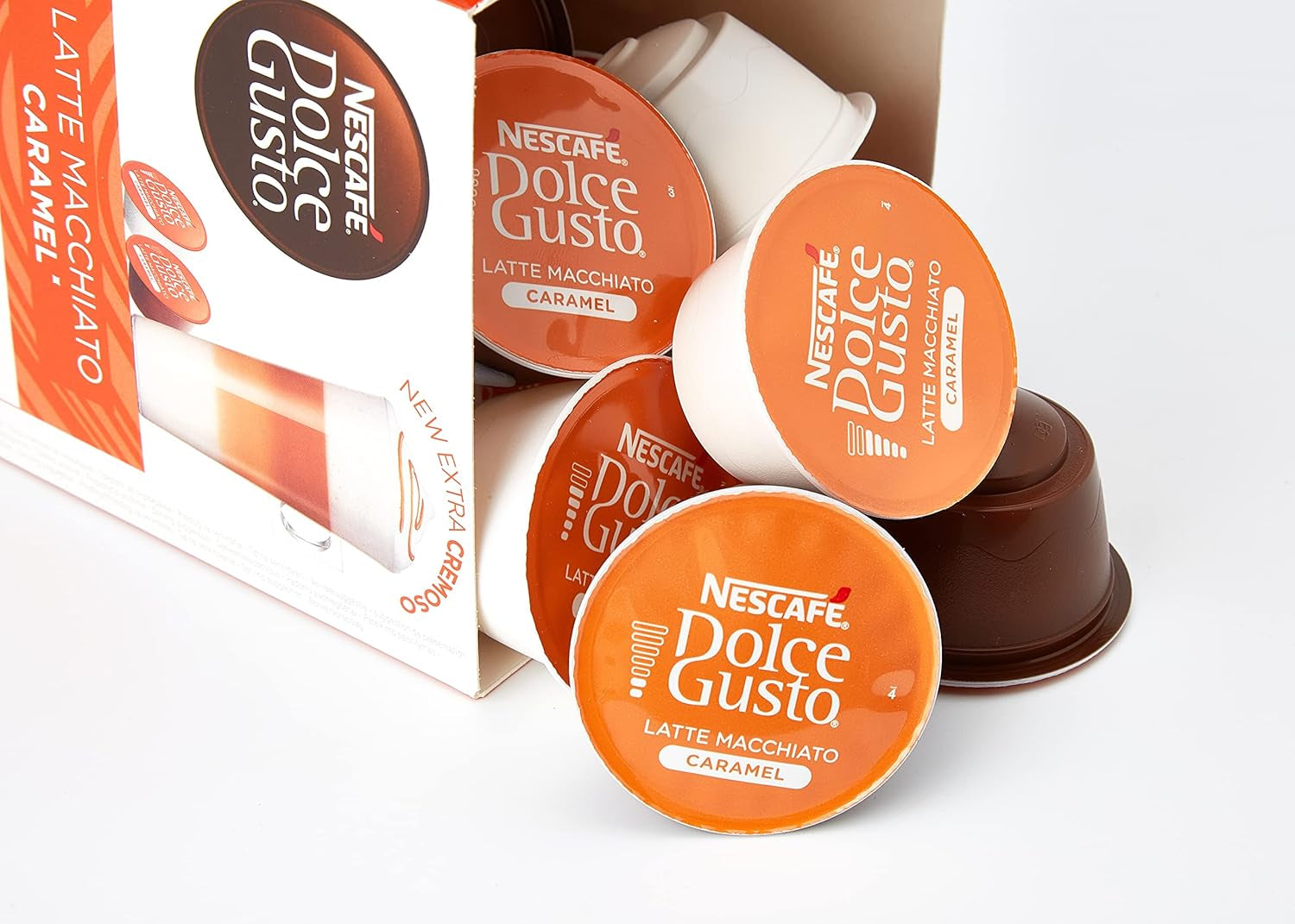NESCAFÉ Dolce Gusto Latte Macchiato Vorratsbox 90 Kaffeekapseln (Aromatischer Espresso & Latte Macchiato Caramel