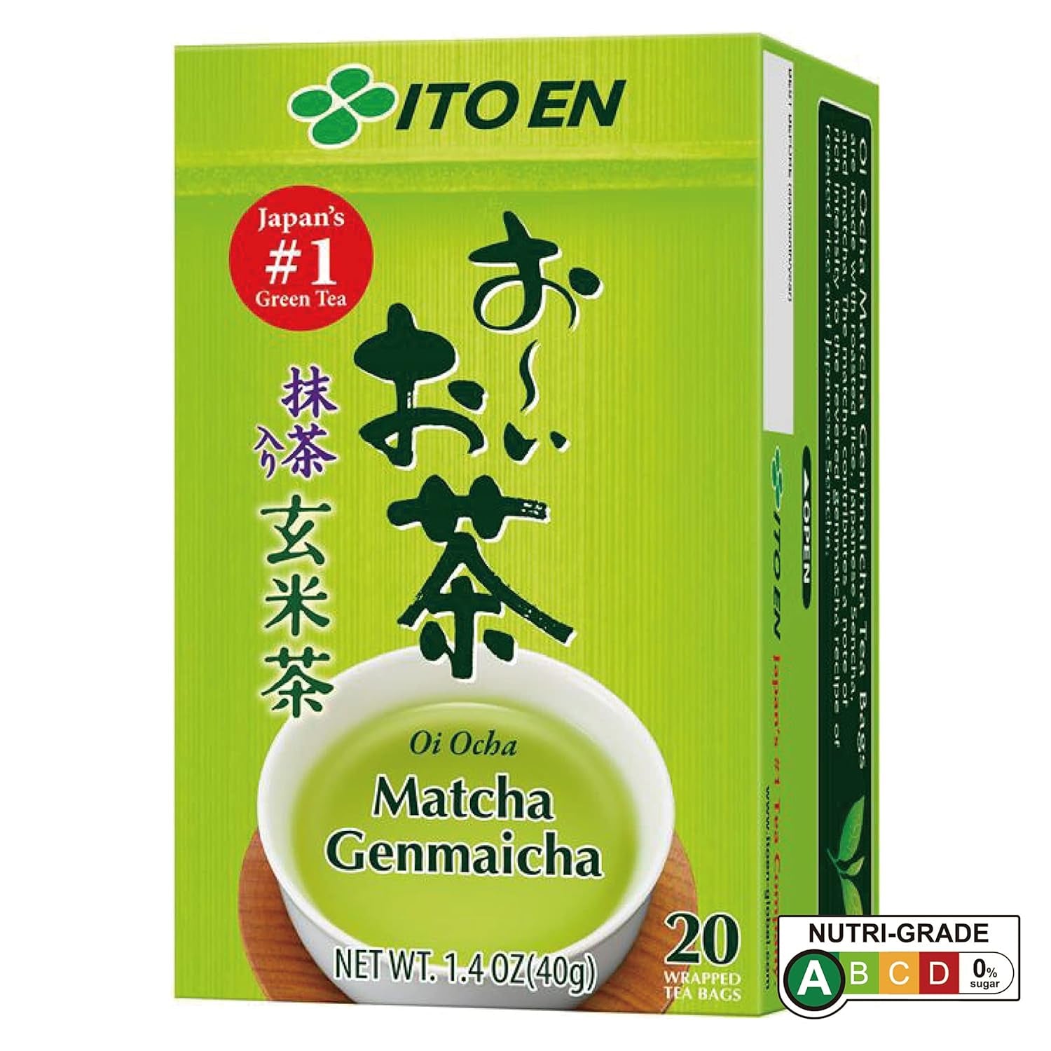 Ceai ITO EN Oi Ocha Matcha Genmaicha, pliculețe de ceai de 2 g (20 buc./pachet)