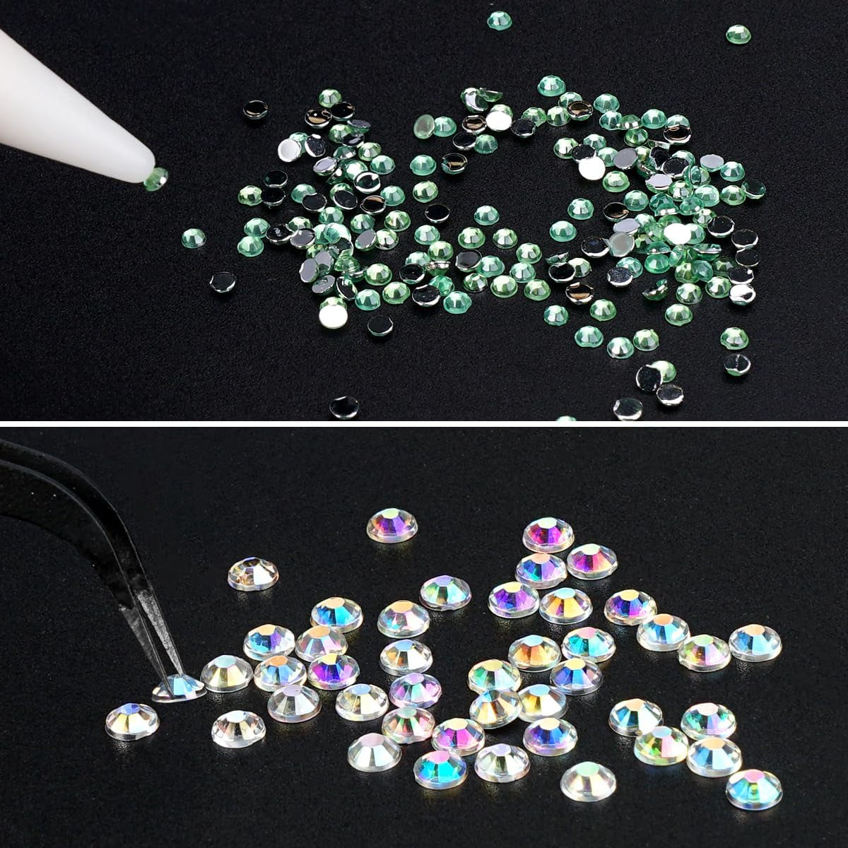 4600 Stück Strasssteine Für Nägel, Nagel Glitzersteine 3 Verschiedene Stil Flache Nail Gems Nägel Steine Klein Nagel Steinchen Mit Pinzette Und Strass Picker Dotting Pen Für Nägel/Kleidung/Handwerk