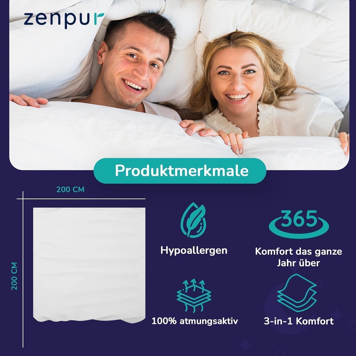 Plapumă premium 200X200Cm 4 anotimpuri, plapumă pentru toate anotimpurile 200X200 - caldă iarna și răcoroasă vara, 2 huse de plapumă combinabile 200X200 Plapumi si pilote Naty Shop