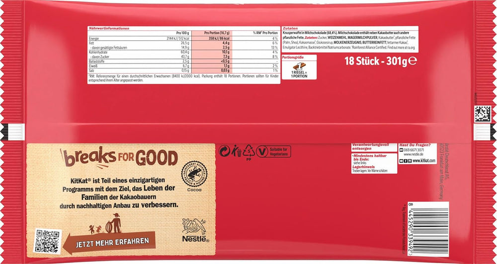 Nestlé Mini XXL Barrette di cioccolato Barrette di wafer croccanti al cioccolato al latte Confezione da 4 (1 x 301 g)