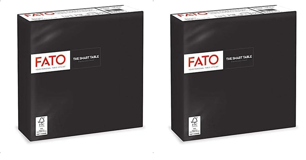 , Șervețele de hârtie de unică folosință, ideale pentru prânzuri informale și bufete, pachet de 50 de șervețele, dimensiune 33X33, 4 pliuri, 2 straturi, culoare neagră, certificate Fsc (pachet de 2)