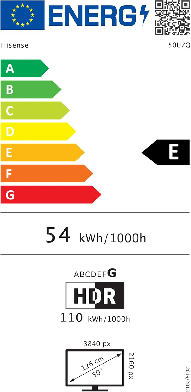 Televizor Hisense 50U7Q de 50 de inci, mini LED ULED 4K, Smart TV, motor Hi-View AI, mod de joc Pro la 144Hz, FreeSync Premium, subwoofer încorporat, Dolby Vision IQ Atmos, AirPlay, control vocal [2025]