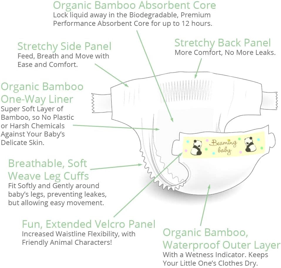 Pannolini in bambù biologico taglia 6 adatti per 16+kg di pannolini in confezione da 20