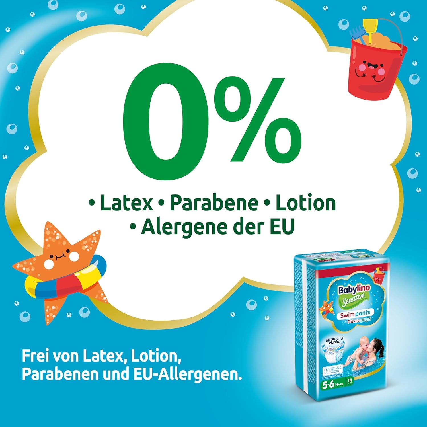 Pannolini Sensitive Swim Pants, per mare e piscina, taglia 5-6 (oltre 14 kg), 84 pezzi