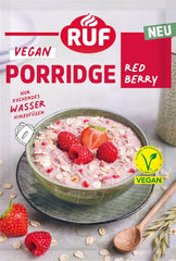 RUF Porridge Vegano Avena Frutti Rossi, Porridge con Fragole e Lamponi, 60 grammi Cereali Naty Shop