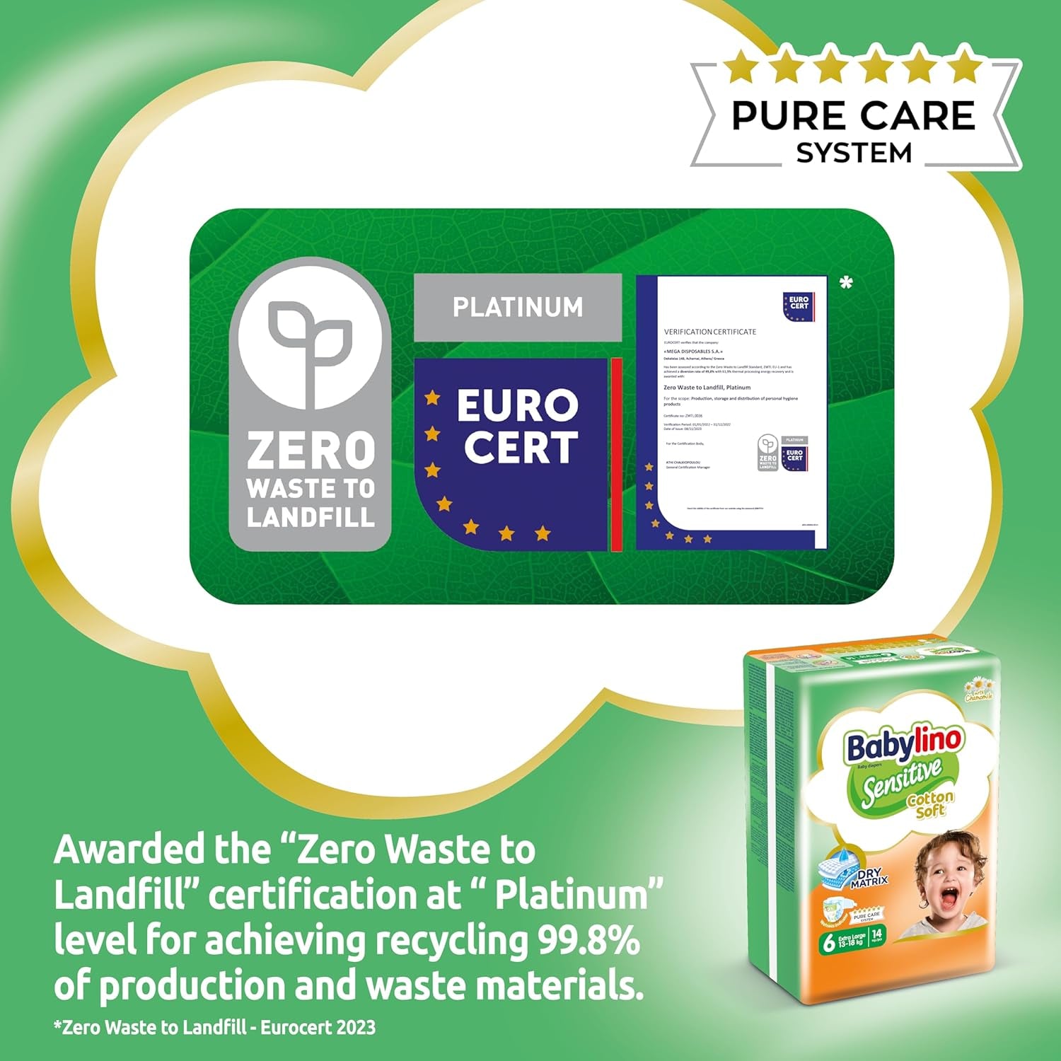 Pannolini per bambini sensibili, taglia 6, extra large (13-18 kg), 114 pannolini