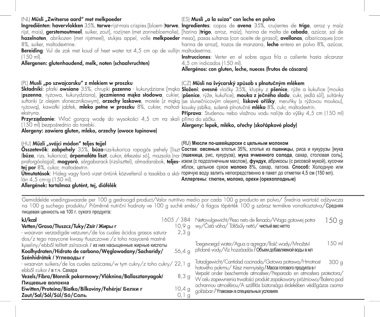 Trek'n Eat Muesli svizzero con latte in polvere (confezione da 2)