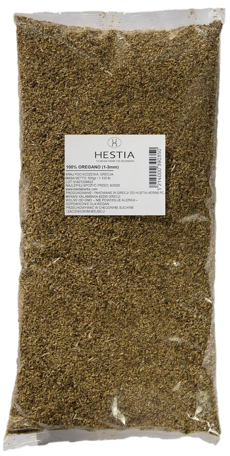Hestia Herbs Griechischer getrechtenter Origano 500 g, senza allergeni – vegano – senza GVO