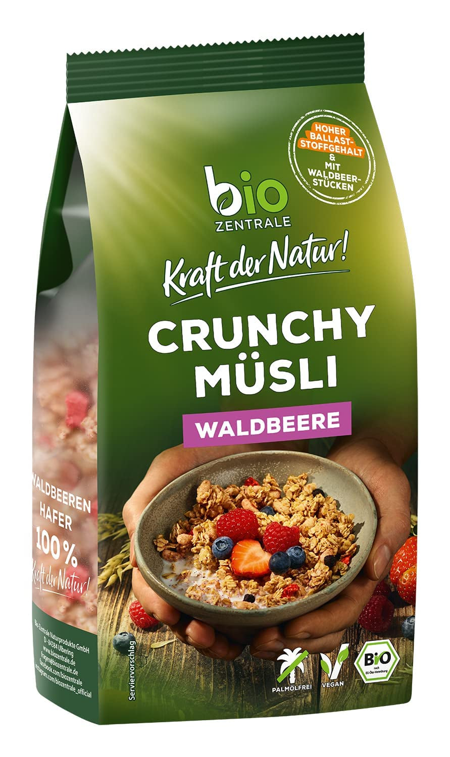 Muesli croccante ai frutti di bosco Biozentrale | 375 g di muesli biologico | Ideale per la colazione e per la tua tazza di muesli da asporto | Un'alternativa alle barrette di muesli